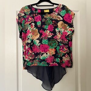 Anthropologie - Maeve Colorful Floral Silk Blouse